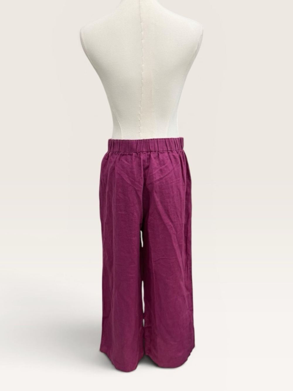 Eileen Fisher Organic Linen Crop Wide Pant & Round Neck Long Vest Set Sangria XS - Picture 8 of 16